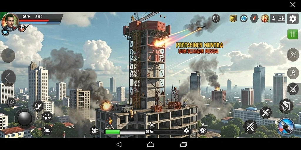 Screenshot 6CF menampilkan gameplay menantang dalam Tower Defense.