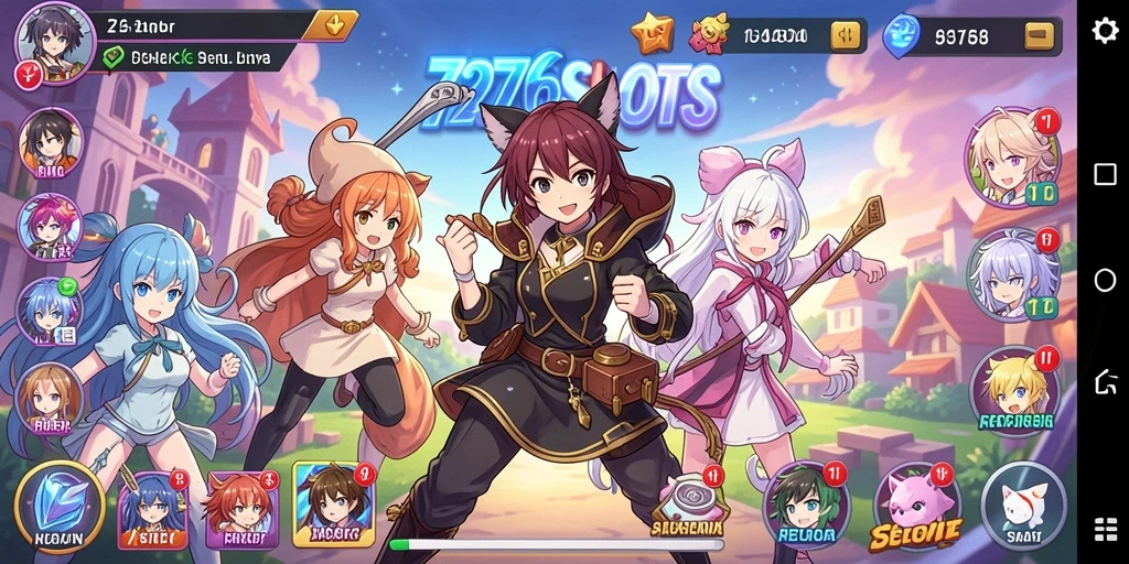 Screenshot gameplay 7276SLOTS dengan karakter Anime yang menarik.
