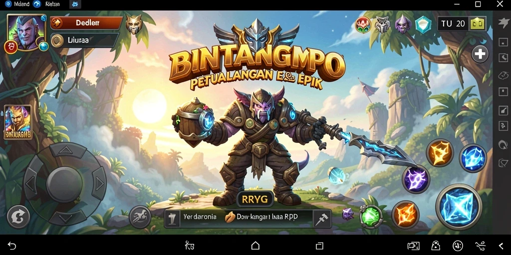 Screenshot gameplay BINTANGMPO yang menampilkan aksi pertarungan RPG.