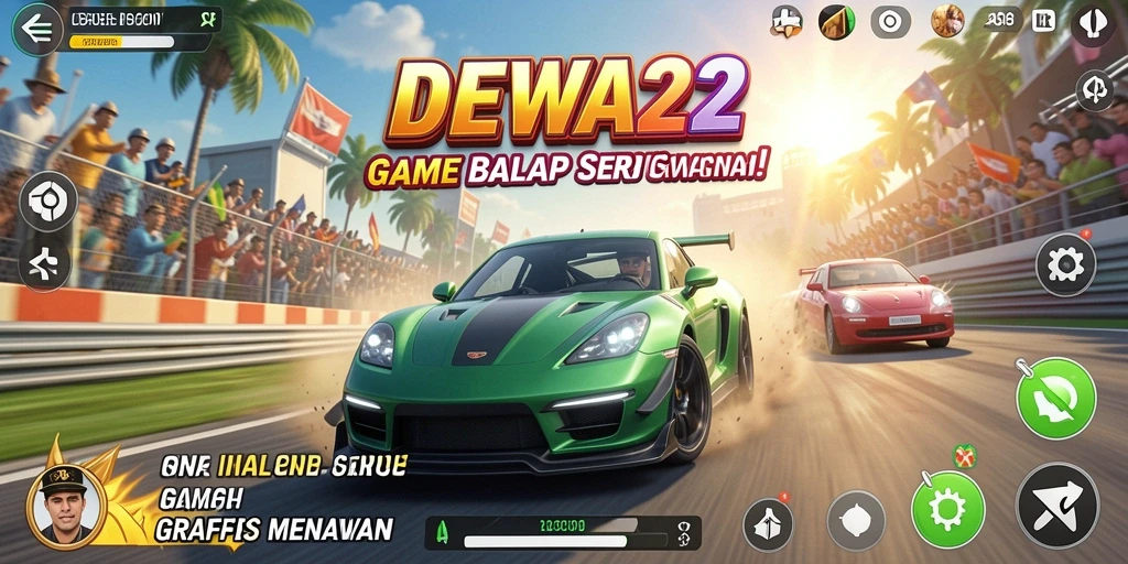 Gameplay balap yang mendebarkan di DEWA22 dengan grafik menawan.