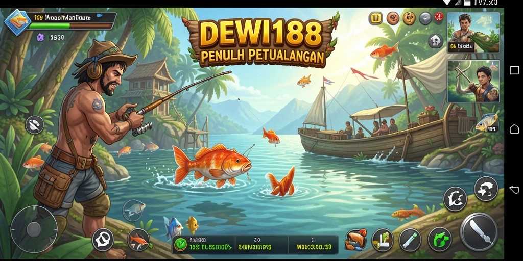 Tampilan gameplay DEWI188 dengan aksi memancing yang mendebarkan.
