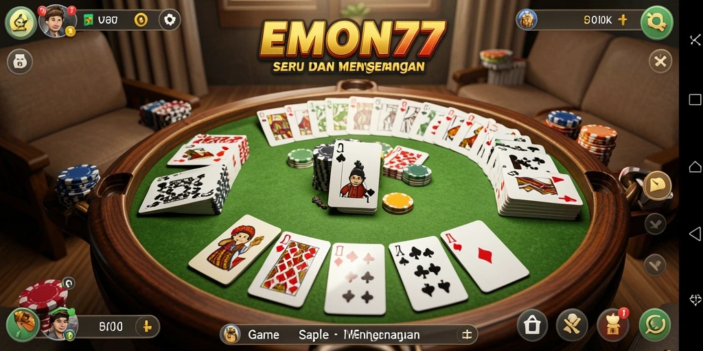 Tampilan gameplay Gaple yang seru dan interaktif di EMON77.