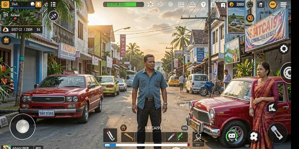 Tangkapan layar utama FATCAI99 yang menunjukkan visual gameplay Simulation yang menawan.