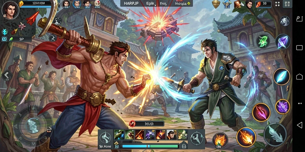Gameplay seru dari HARAPJP dengan pertarungan yang mendebarkan.