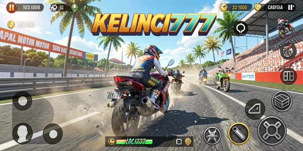 Gameplay KELINCI777 yang penuh aksi dalam balapan motor.
