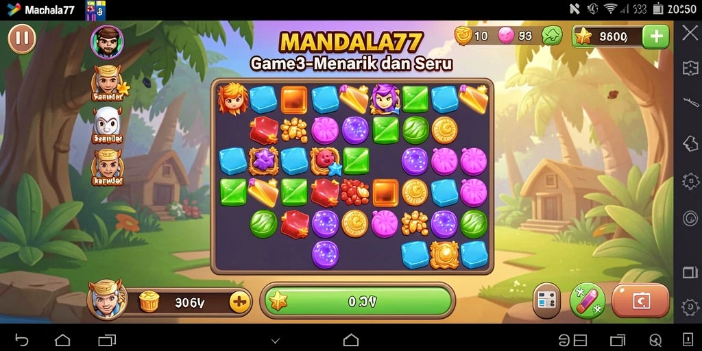 Tampilan gameplay seru MANDALA77 dengan tantangan Match-3.