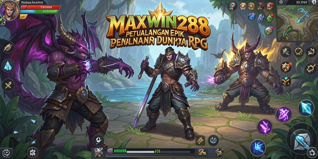 Tampilan aksi seru dalam gameplay RPG MAXWIN288.