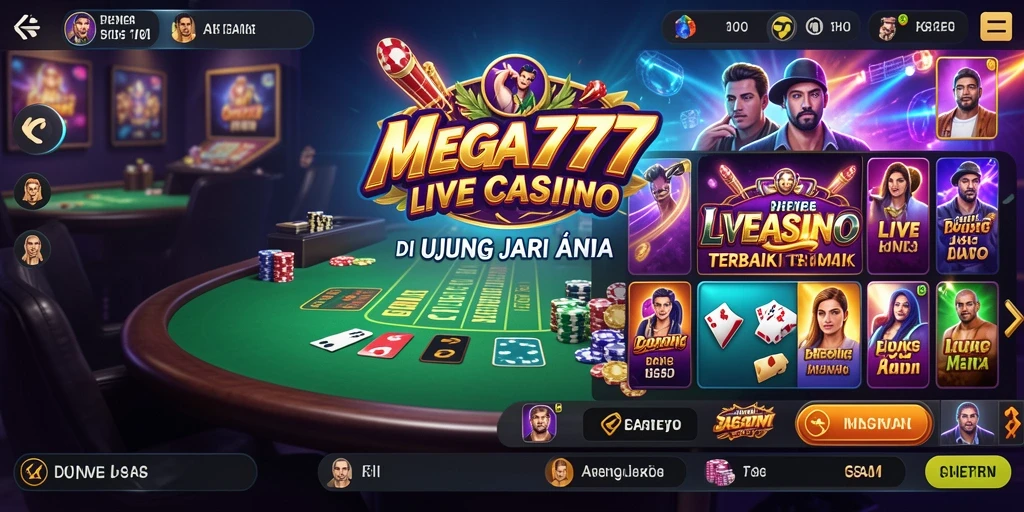 Tampilan gameplay Live Casino MEGA777 yang memukau dan interaktif.