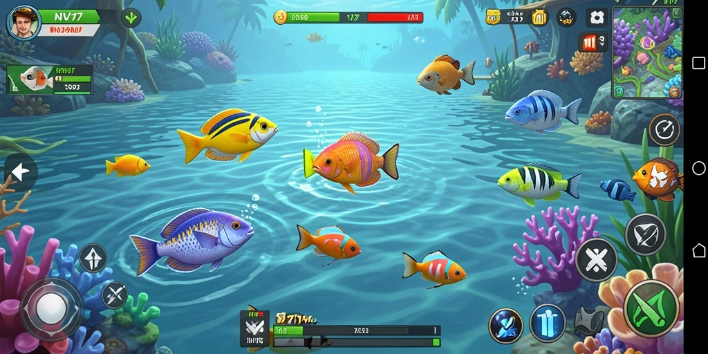 Tampilan gameplay NV77 dengan aksi menembak ikan yang seru.
