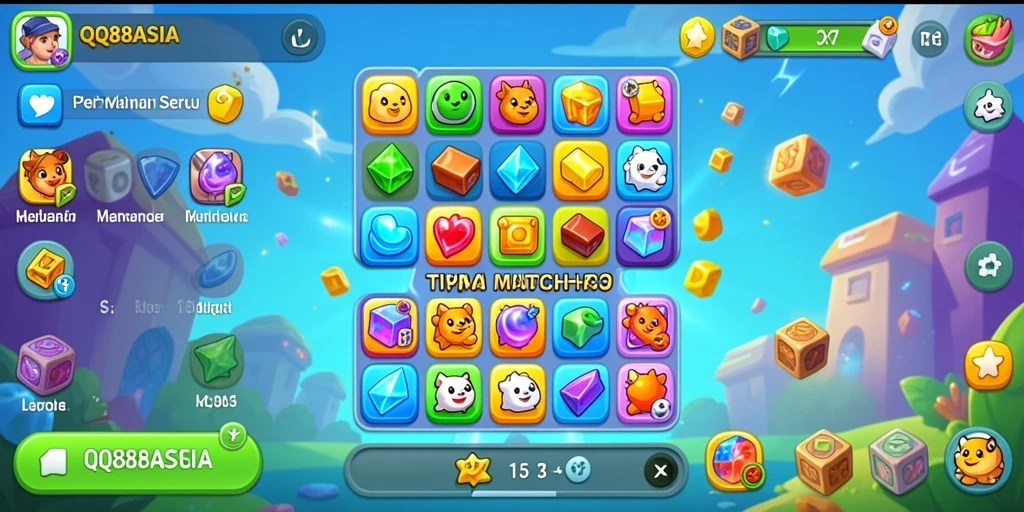 Screenshot menampilkan gameplay seru dari QQ88ASIA dengan tampilan warna-warni.