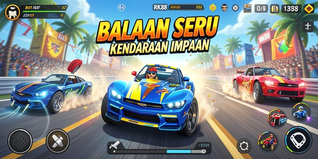 Gameplay balapan yang seru dan menantang dalam RK88.