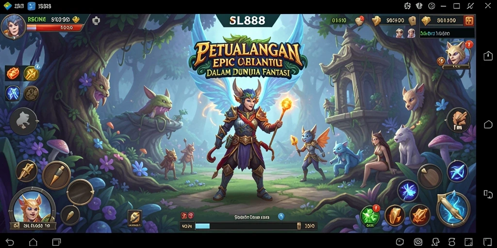 Tangkapan layar menampilkan pertarungan epik di dunia fantasi SL888.