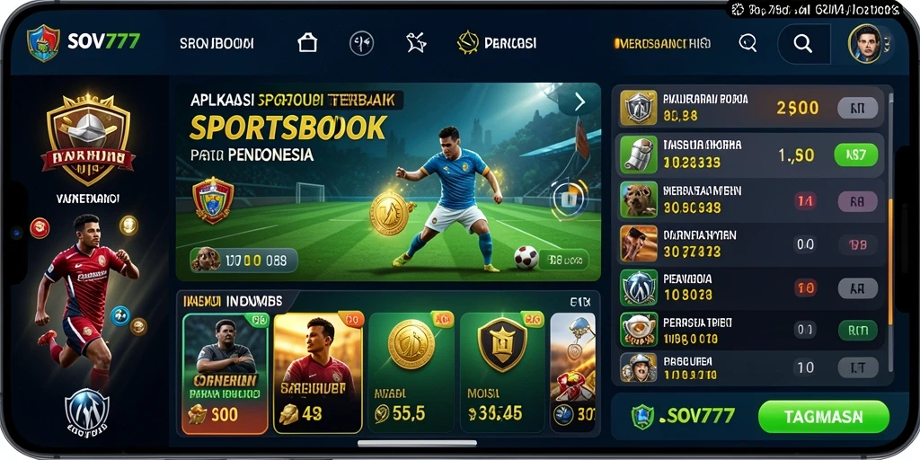 Tampilan utama SOV777 yang menampilkan pilihan taruhan dan statistik olahraga.